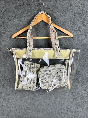 Primrose Hill London Bag Set 3 Piece French Dog Cat Beret Print Cream Travel